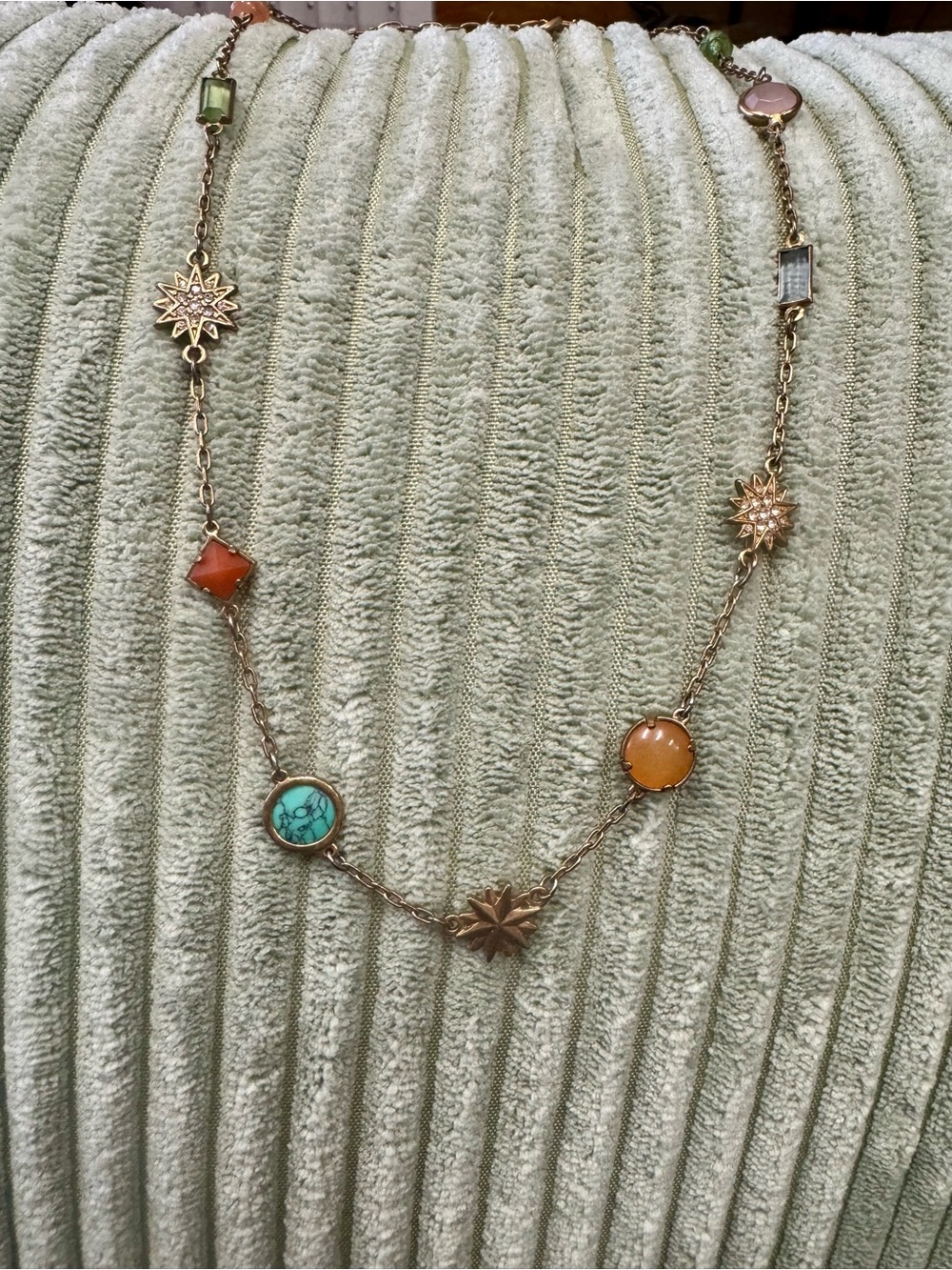 Ralph Lauren Gold-Tone Station Necklace with Turquoise and Gem Accents